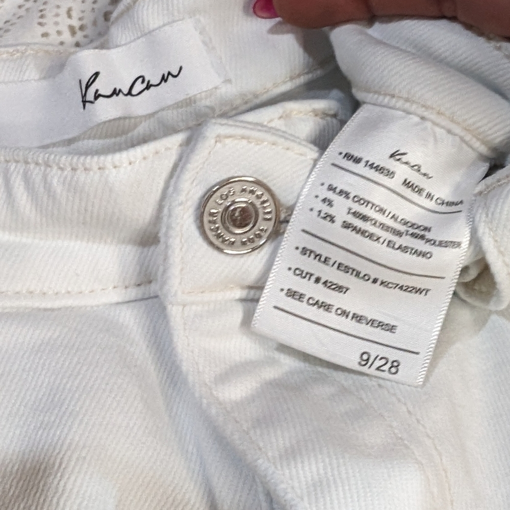 Kancan 9/28 white stretch denim raw hem ankle straight loose fit comfy‎ jeans - Picture 2 of 7